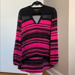 Elizabeth & James Pink and Black Striped Blouse